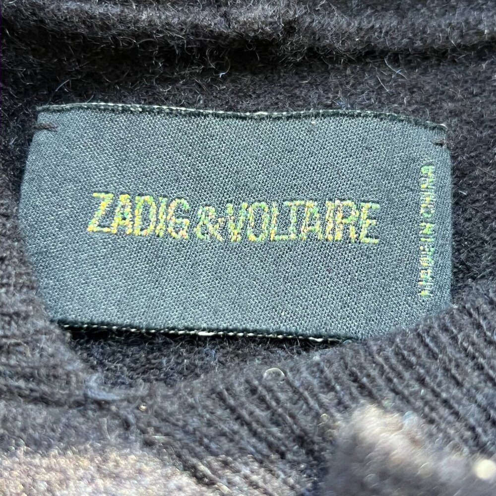 Zadig & Voltaire Nox Star Patch 100% Cashmere Hooded Sweater Black XS luxury - Picture 7 of 16